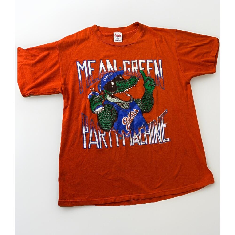 Vintage 1988 Florida Gators UF T-Shirt Mean Green Party Machine Orange USA Large